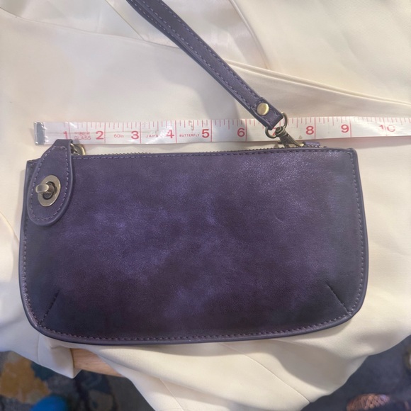 Joy Susan Deep Vegan Suede Purple Lux Wristlet Clutch - Picture 10 of 12